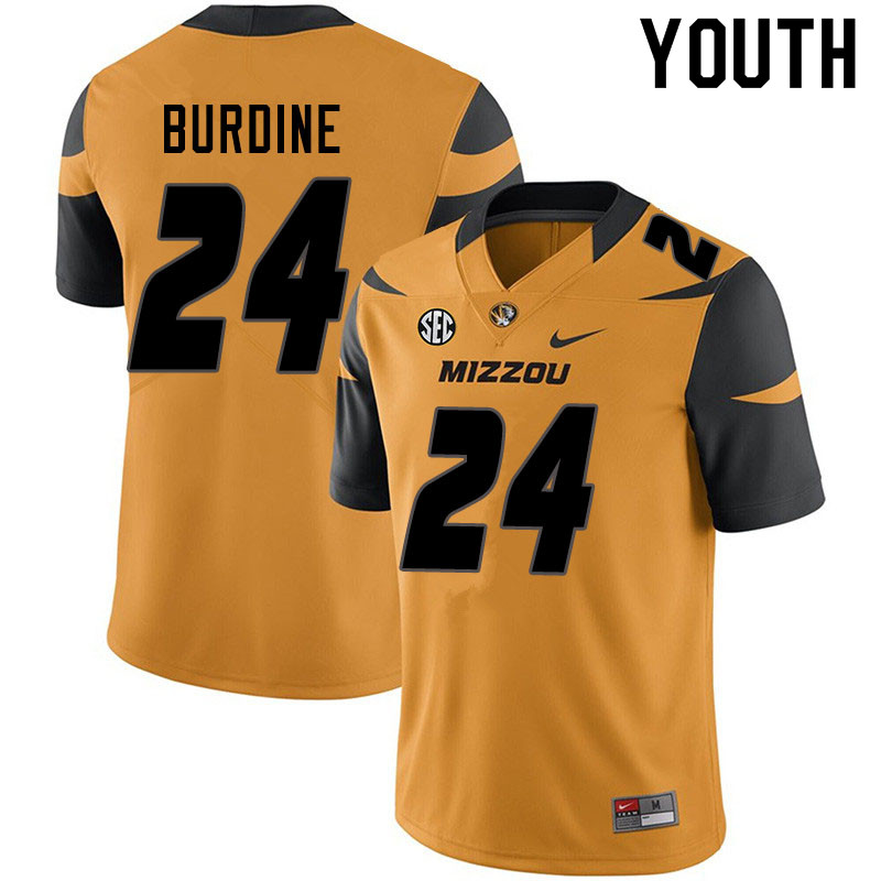 Youth #24 Ishmael Burdine Missouri Tigers College Football Jerseys Sale-Yellow - Click Image to Close